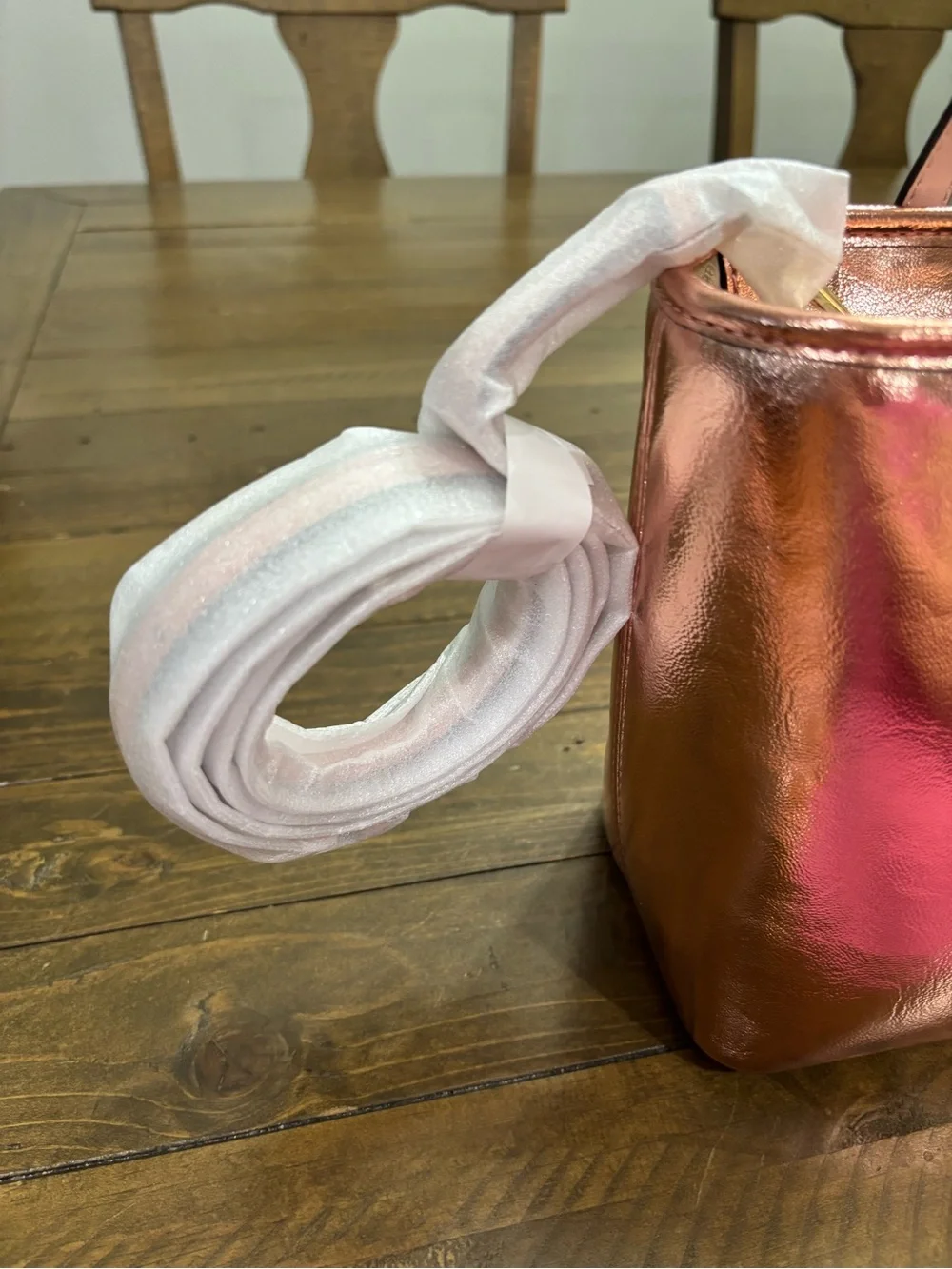 Michael Kors Jet Set Travel Extra-Small Rose Gold Metallic Zip-Top Tote